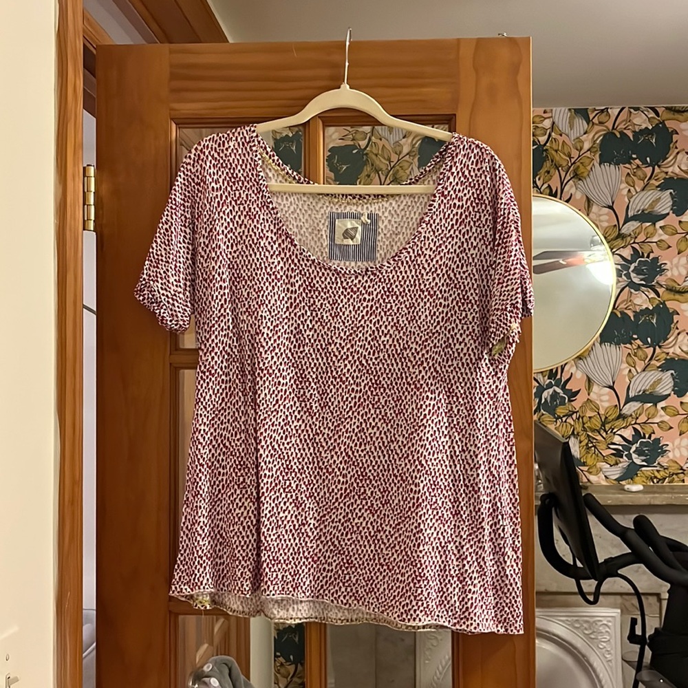 Anthropologie pink pattern tee